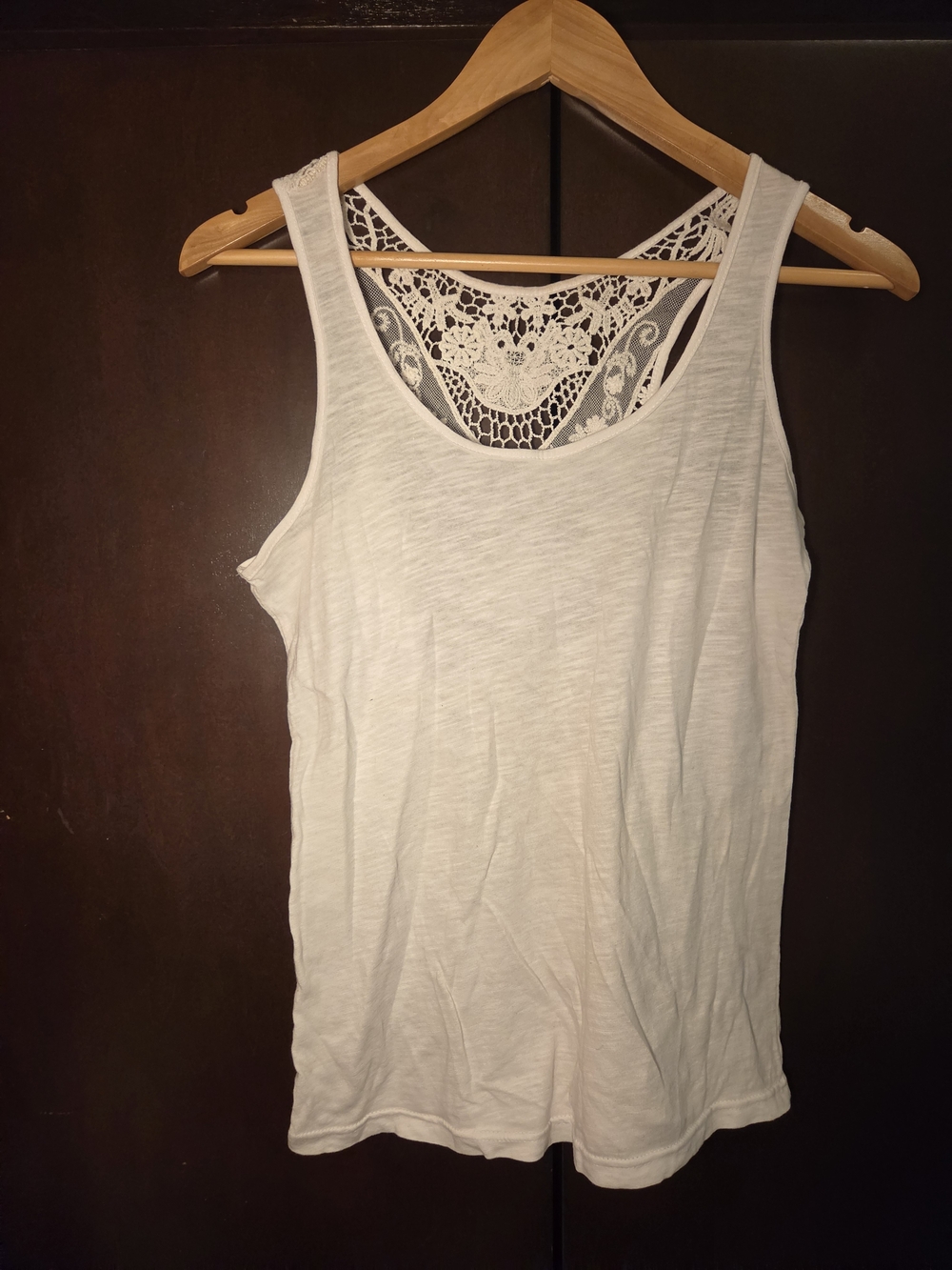 Lace-Back White Tank Top for Women Size Large Juniors'